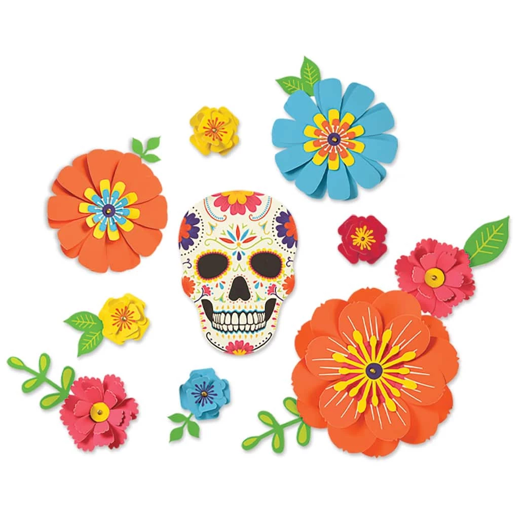 New π₯ Sugar Skull & Flower Wall Decorating Kit by Amscan β€οΈ 1 New π₯ Sugar Skull & Flower Wall Decorating Kit by Amscan β€οΈ