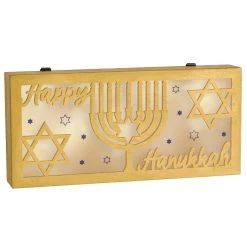 Buy 🌟 Light Up Hanukkah Wooden Shadow Box by Amscan ⌛