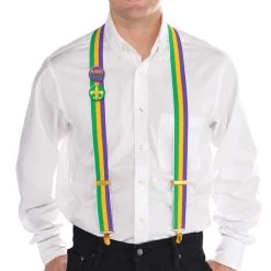 Hot Sale 🎁 Mardi Gras Suspenders With Buttons by Amscan ⌛