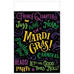 Outlet ⭐ 84" Mardi Gras Good Times Plastic Table Cover by Amscan 🔔