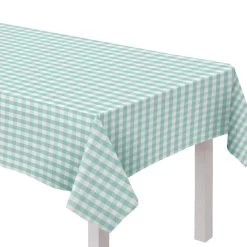 Wholesale 🤩 104'' Green Gingham Fabric Tablecloth by Amscan 😉