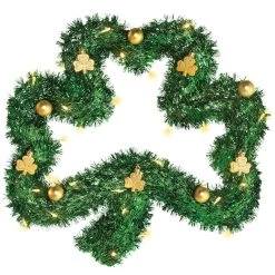 Best Sale 🧨 22'' St. Patrick's Day Light Up Tinsel Shamrock Wreath by Amscan ⌛