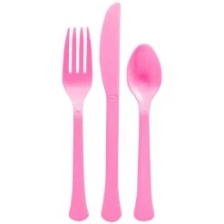 Best deal 👏 Bright Pink Heavy Weight Plastic Cutlery Assortment, 160ct. by Amscan 🥰