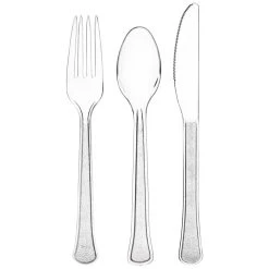 Discount 🥰 Clear Heavy Weight Plastic Cutlery Assortment, 160ct. by Amscan ✔️