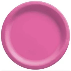 Promo 💯 10" Bright Pink Round Paper Plates, 80ct. by Amscan ⭐