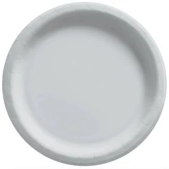 Promo 🌟 10" Silver Round Paper Plates, 80ct. by Amscan ⌛