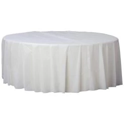 Deals 🔔 84" White Round Plastic Table Cover, 6ct. by Amscan 🌟
