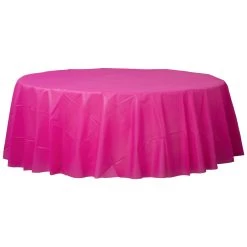Promo ❤️ 84" Bright Pink Round Plastic Table Cover, 6ct. by Amscan 👏
