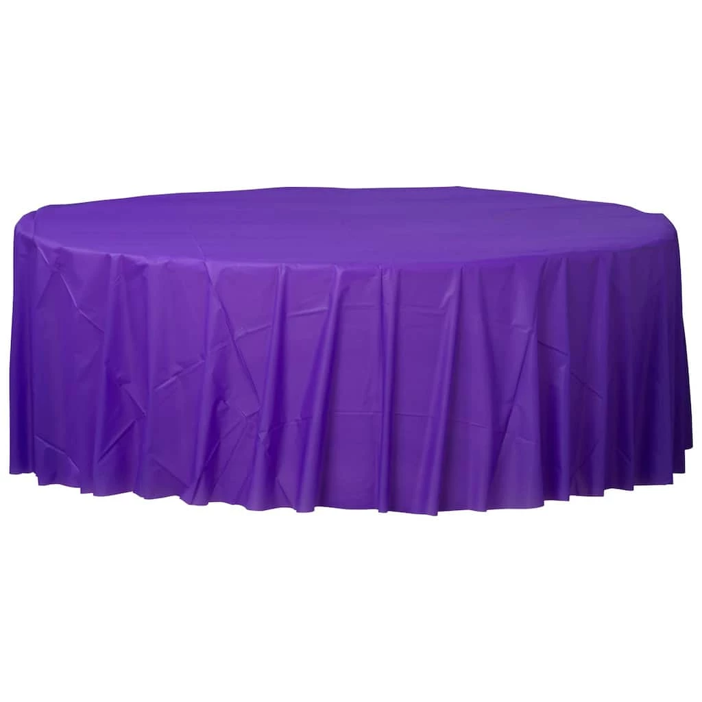 Brand new ❤️ 84" Purple Round Plastic Table Cover, 6ct. by Amscan 👍 1 Brand new ❤️ 84" Purple Round Plastic Table Cover, 6ct. by Amscan 👍