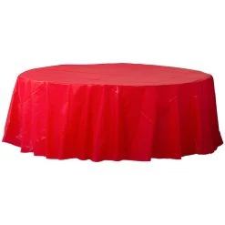 Cheap ❤️ 84" Apple Red Round Plastic Table Cover, 6ct. by Amscan 🎁