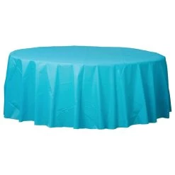 Hot Sale 😀 84" Caribbean Blue Round Plastic Table Cover, 6ct. by Amscan 😀