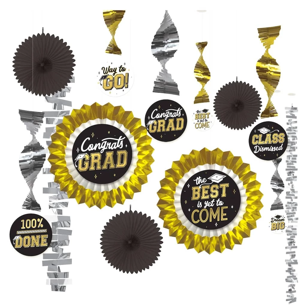 Hot Sale 😉 Black, Silver & Gold Graduation Decorating Kit by Amscan ❤️ 1 Hot Sale 😉 Black, Silver & Gold Graduation Decorating Kit by Amscan ❤️