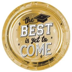 Promo 🥰 10.5" The Best Is Yet to Come Graduation Round Paper Plates, 24ct. by Amscan 🔥