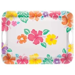 Coupon 🤩 19.75" Hibiscus Melamine Tray with Handles, 2ct. by Amscan 🔔