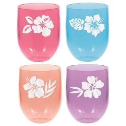 Best Pirce 😉 15.2oz. Hibiscus Stemless Wine Glasses, 8ct. by Amscan 👍