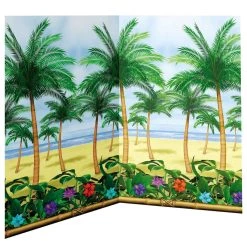 Discount 🎉 Summer Luau Palm Tree Scene Setter Room Roll by Amscan 😀