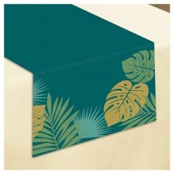 Best Sale 💯 72" 🌞 Summer Key West Palm Leaf Fabric Table Runner by Amscan 👍