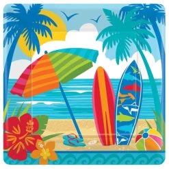 Cheap 👍 10" ☀️ Summer Sun and Surf Square Paper Plates, 36ct. by Amscan ⭐