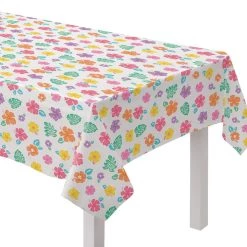 Brand new ⭐ 90" 🌞 Summer Hibiscus Flannel-Backed Vinyl Table Covers, 2ct. by Amscan ⌛