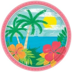 Budget 🧨 7" 🌞 Summer Vibes Round Paper Plates, 120ct. by Amscan 🧨
