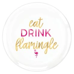 Best Sale 👏 14" 🌞 Summer Luau Eat Drink Flamingle Round Platter, 3ct. by Amscan 😉
