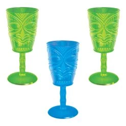 Budget 🔥 14oz. ☀️ Summer Tiki Plastic Wine Glasses, 8ct. by Amscan 🔔