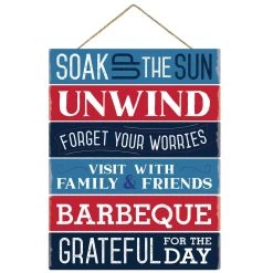 New 😉 17.7" Patriotic Backyard Rules Large Easel Sign by Amscan 🎁
