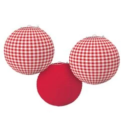 Wholesale 👏 Summer Picnic Gingham Paper Lanterns, 6ct. by Amscan ⭐
