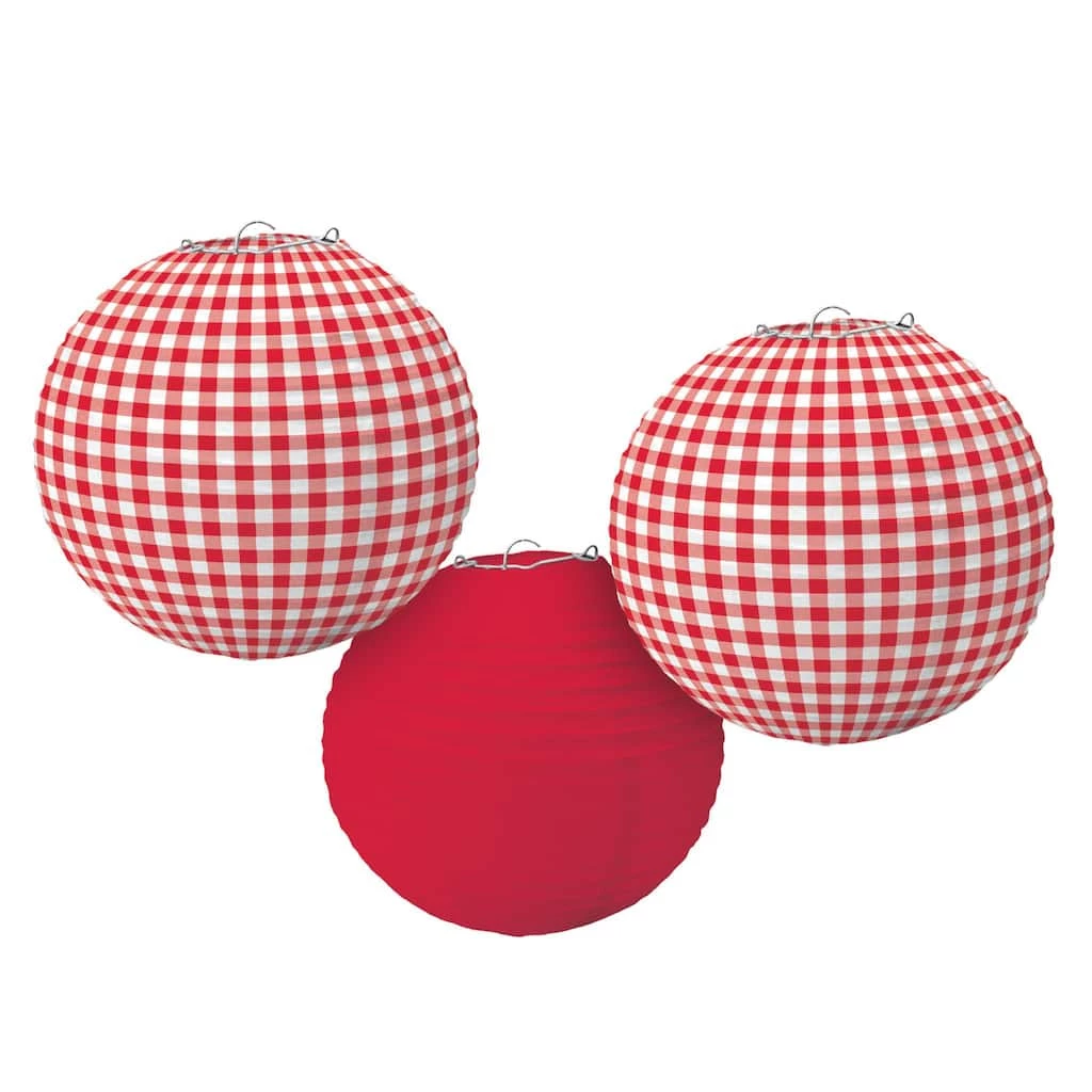 Wholesale π Summer Picnic Gingham Paper Lanterns, 6ct. by Amscan β 1 Wholesale π Summer Picnic Gingham Paper Lanterns, 6ct. by Amscan β