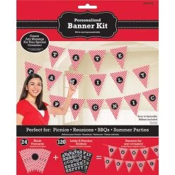 Discount 🥰 Summer Picnic Gingham Pennant Banner Kit by Amscan 🥰