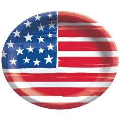 Deals 🤩 12" Painted Patriotic Oval Paper Plates, 40ct. by Amscan ⭐