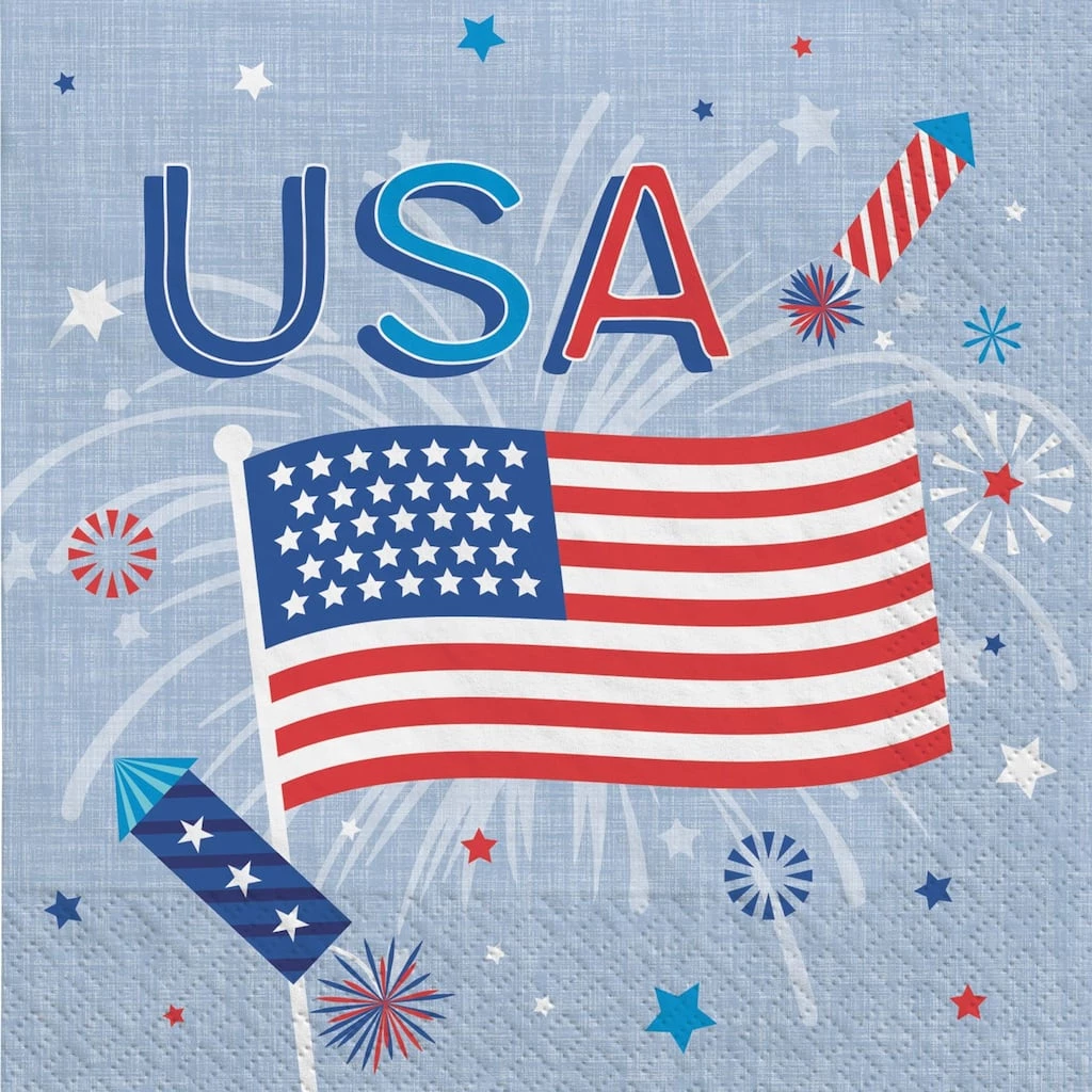 Promo 𧨠Patriotic Celebration Beverage Napkins, 120ct. by Amscan π 1 Promo 𧨠Patriotic Celebration Beverage Napkins, 120ct. by Amscan π