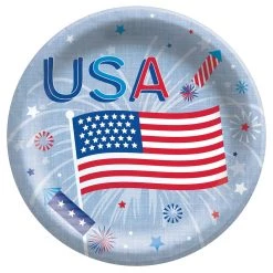 New 🎉 6.75" Patriotic Celebration Paper Plates, 80ct. by Amscan ✔️