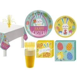 Flash Sale ✔️ Funny Bunny Easter Tableware Kit for 16 Guests by Amscan 😍