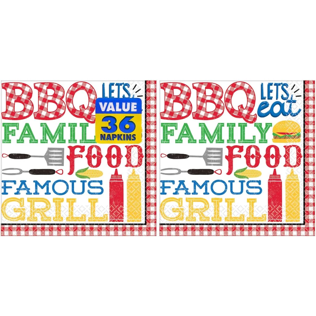Outlet π BBQ Picnic Luncheon Napkins, 36ct. by Amscan 𧨠1 Outlet π BBQ Picnic Luncheon Napkins, 36ct. by Amscan π§¨