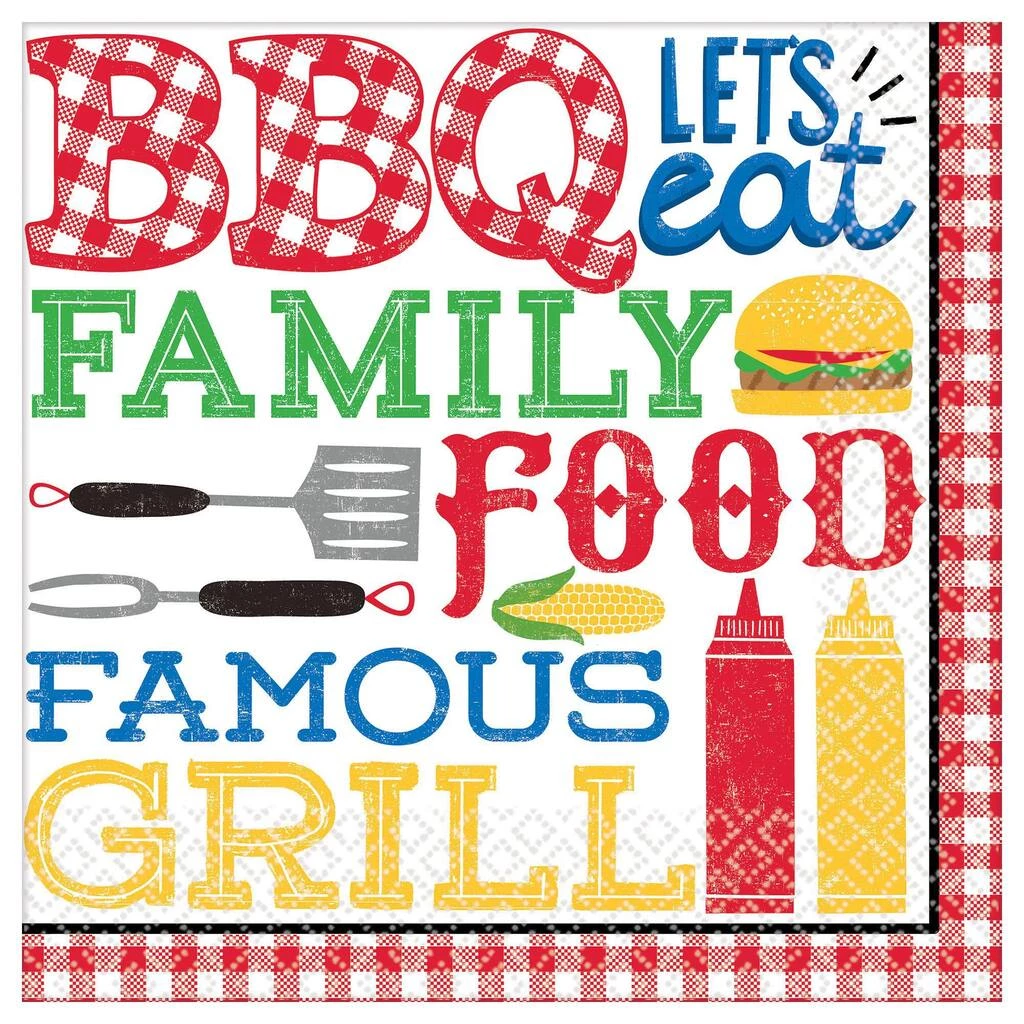 Outlet π BBQ Picnic Luncheon Napkins, 36ct. by Amscan 𧨠2 Outlet π BBQ Picnic Luncheon Napkins, 36ct. by Amscan 𧨠- Image 2