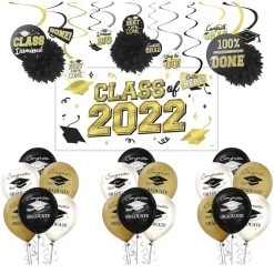 Best Pirce 🥰 Graduation 2022 Black, Silver, & Gold Super Decorating Kit by Amscan 🎁