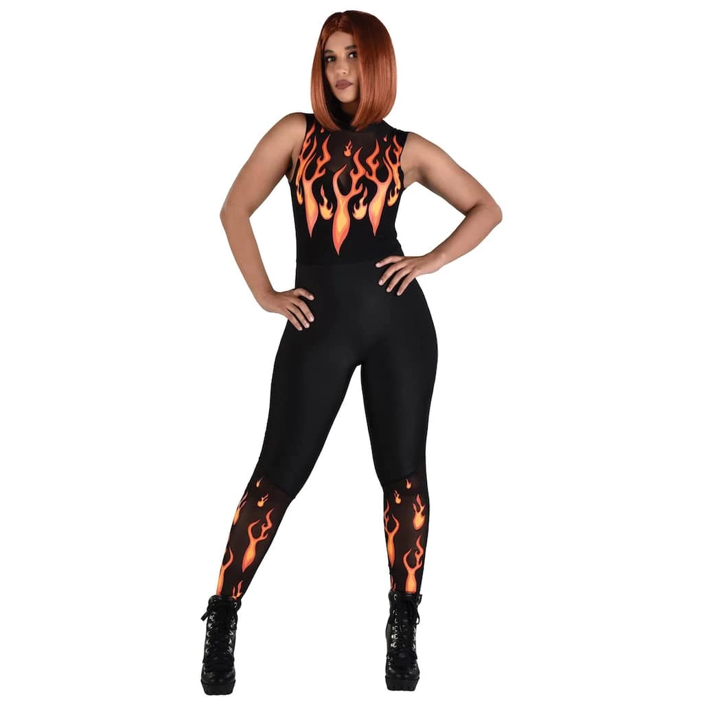 Hot Sale ⭐ Devil Flames Adult Catsuit by Amscan ✨ 1 Hot Sale ⭐ Devil Flames Adult Catsuit by Amscan ✨