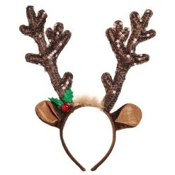 Hot Sale 🧨 Brown Sequin Reindeer Antler 🎅 Christmas Headband by Amscan 🛒