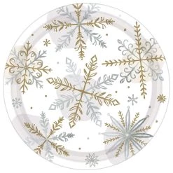 Best Pirce 🔔 7" Round Metallic 🔔 Christmas Shining Snow Paper Plates, 32ct. by Amscan 🛒